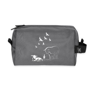 Agneaux imbolc avec bougies et pigeons volants - Trousse de toilette en tissu recyclé - anthracite - Devant