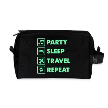 Travel Party Sleep Repetition - Recycled Toiletry Zip Bag - black - Front