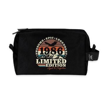 40e anniversaire Rétro Cadeau 1986 - Trousse de toilette en tissu recyclé - noir - Devant