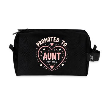 Aunt 2026 Aunt 2026 Promoted to Aunt 2026 - Recycled Toiletry Zip Bag - black - Front