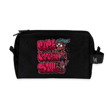 Neonpinkes Graffiti-Monster - Recycelte Kulturtasche - Schwarz - Vorne