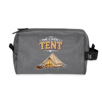 Camping Tent Humour Quote Home Is Where I Tent - Recycled Toiletry Zip Bag - anthracite - Front
