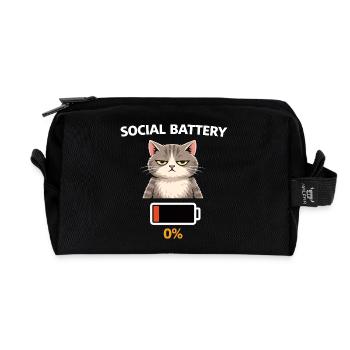 Chat à faible batterie sociale - Trousse de toilette en tissu recyclé - noir - Devant