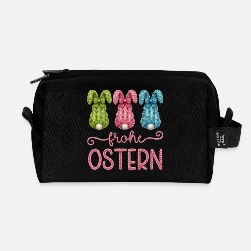 Frohe Ostern - Recycelte Kulturtasche - Schwarz