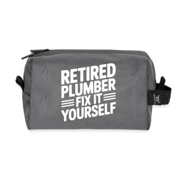 Retired Plumber Fix it Yourself - Recycled Toiletry Zip Bag - anthracite - Front