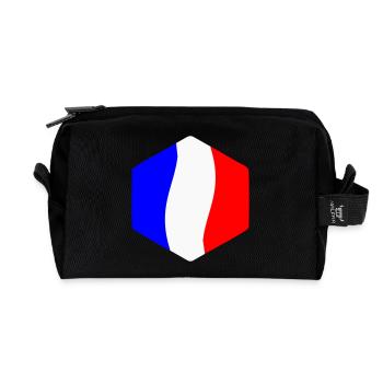 Abstrakt Trikolore Blau, Weiß, Rot, gebogen - Recycelte Kulturtasche - Schwarz - Vorne