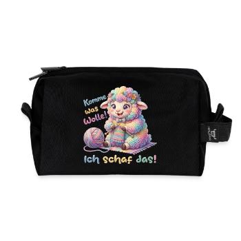 Komme was wolle ich schaf das  - Recycelte Kulturtasche - Schwarz - Vorne