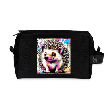 Igel - Recycelte Kulturtasche - Schwarz - Vorne