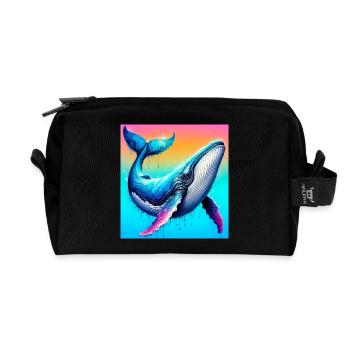whale - Recycled Toiletry Zip Bag - black - Front