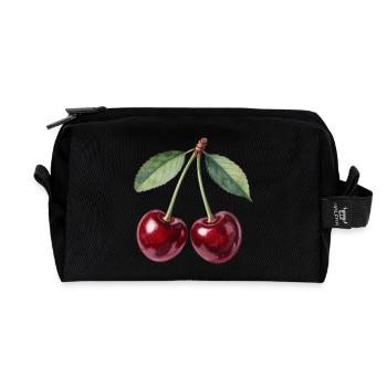 Cherries - Recycled Toiletry Zip Bag - black - Front