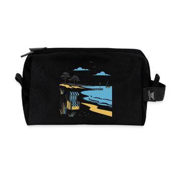 Coastal idyll: beach chair and dune - Recycled Toiletry Zip Bag - black - Front