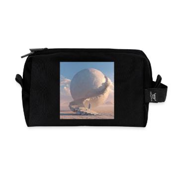 Spiral staircase to the moon sphere - Recycled Toiletry Zip Bag - black - Front