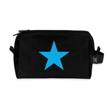 blauer Stern, blue star - Recycelte Kulturtasche - Schwarz - Vorne