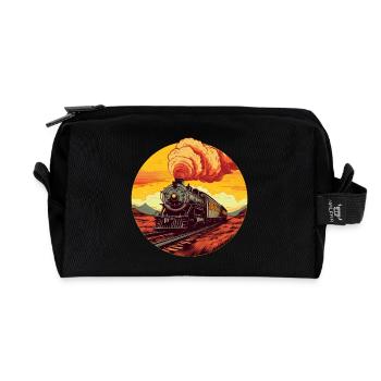 Vintage Dampflok bei Sunset: Zeitreise auf - Recycelte Kulturtasche - Schwarz - Vorne
