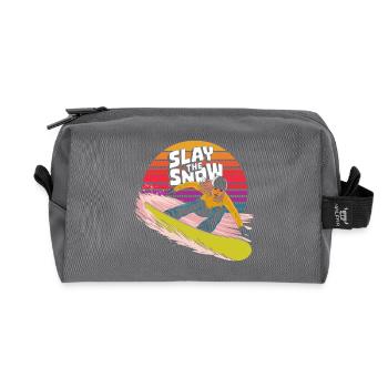 Lay the Snow Snowboarder Design - Recycled Toiletry Zip Bag - anthracite - Front
