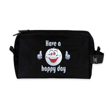 Bonne journée - Smiley - Trousse de toilette en tissu recyclé - noir - Devant