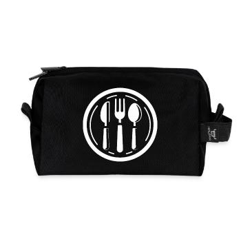 Couverts, Couteau, Fourchette, Cuillère - Trousse de toilette en tissu recyclé - noir - Devant