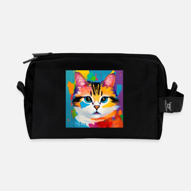 Katze Hauskatze Ölgemälde - Recycelte Kulturtasche - Schwarz