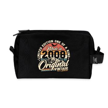 2008 Vintage Vintage Retro Birthday Gift - Recycled Toiletry Zip Bag - black - Front