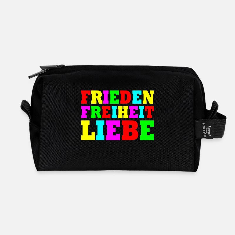 Frieden freiheit liebe - Recycelte Kulturtasche - Schwarz