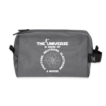 The universe is made of protons, neutrons, ... - Recycled Toiletry Zip Bag - anthracite - Front