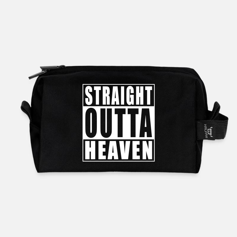 Straight Outta Heaven - Recycelte Kulturtasche - Schwarz
