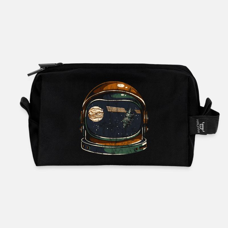 SATELLIT AUSTRONAUT - Kosmonauten Shirt Geschenk - Recycelte Kulturtasche - Schwarz