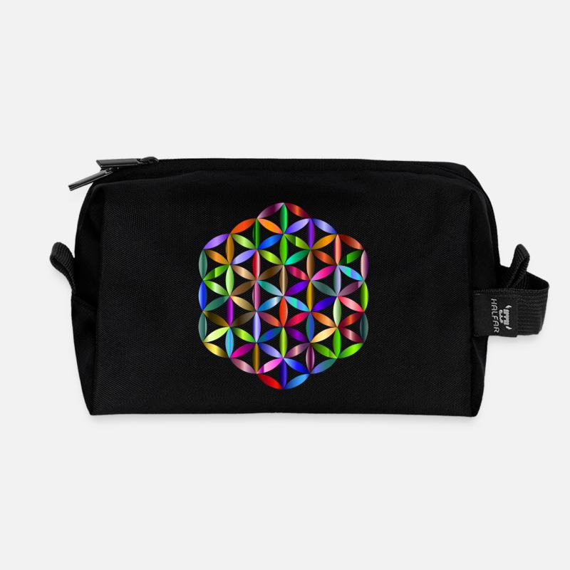 Blume des Lebens - Recycelte Kulturtasche - Schwarz