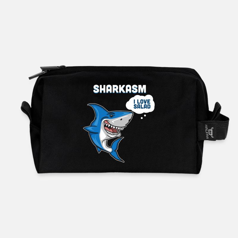 Ich liebe Salat - Sharkasm - Humor - Lustig - Recycelte Kulturtasche - Schwarz