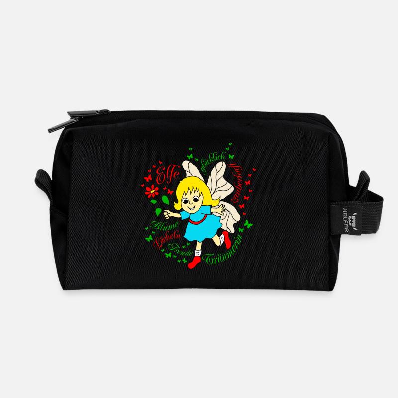 Elf dreamer in red - Recycled Toiletry Zip Bag - black
