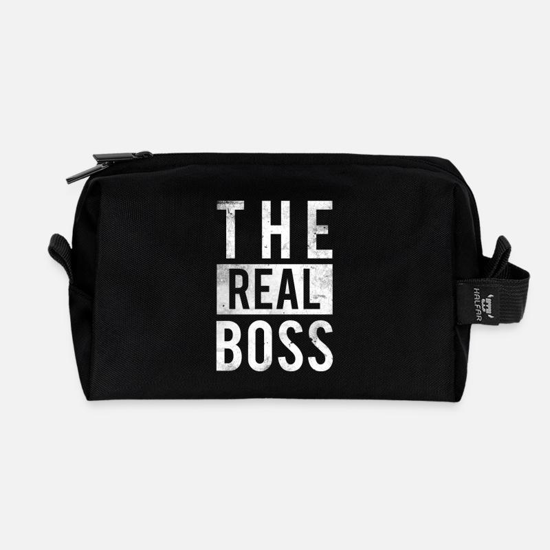 The Real Boss Shirt Geschenk Beziehung Partnerlook - Recycelte Kulturtasche - Schwarz