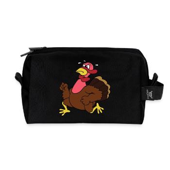 Thanksgiving turkey turkey pilgrim - Recycled Toiletry Zip Bag - black - Front