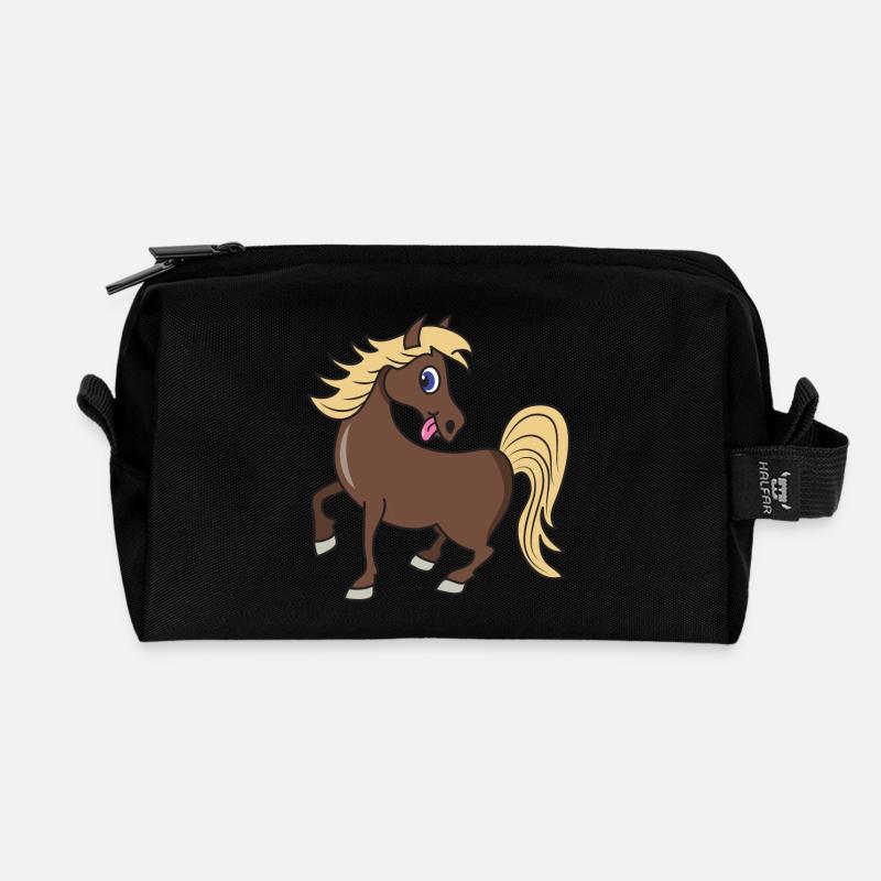 Poney cheval mignon - Trousse de toilette en tissu recyclé - noir