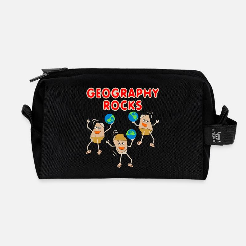 Three Geography Rocks - Recycled Toiletry Zip Bag - black