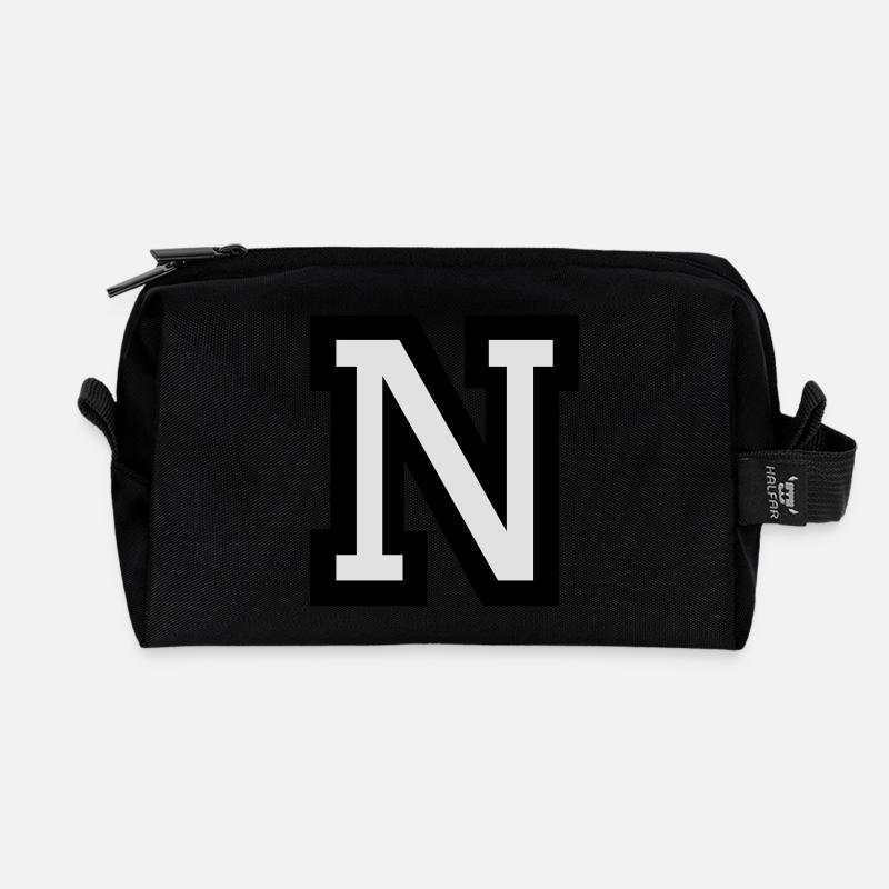 Buchstabe N - Recycelte Kulturtasche - Schwarz