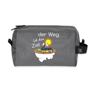 der Weg ist das Ziel Camper Camping Van Reisen - Recycelte Kulturtasche - Anthrazit - Vorne