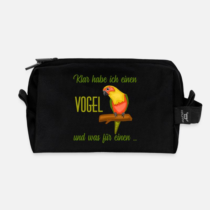 Papagei Motiv mit lustigem Spruch - Recycelte Kulturtasche - Schwarz