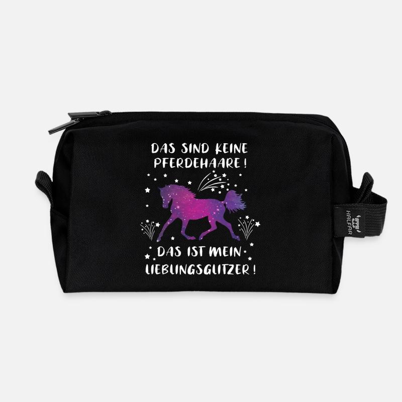 Pferdehaare Glitzer Lustiger Pferdespruch Geschenk - Recycelte Kulturtasche - Schwarz