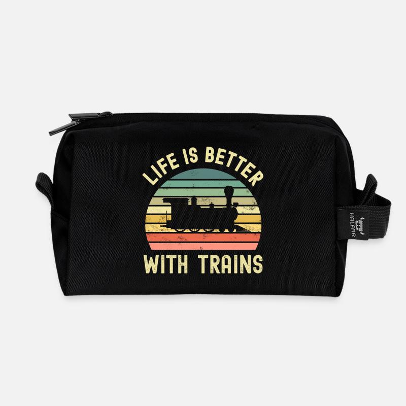 Eisenbahn Lokomotive Zug - Recycelte Kulturtasche - Schwarz
