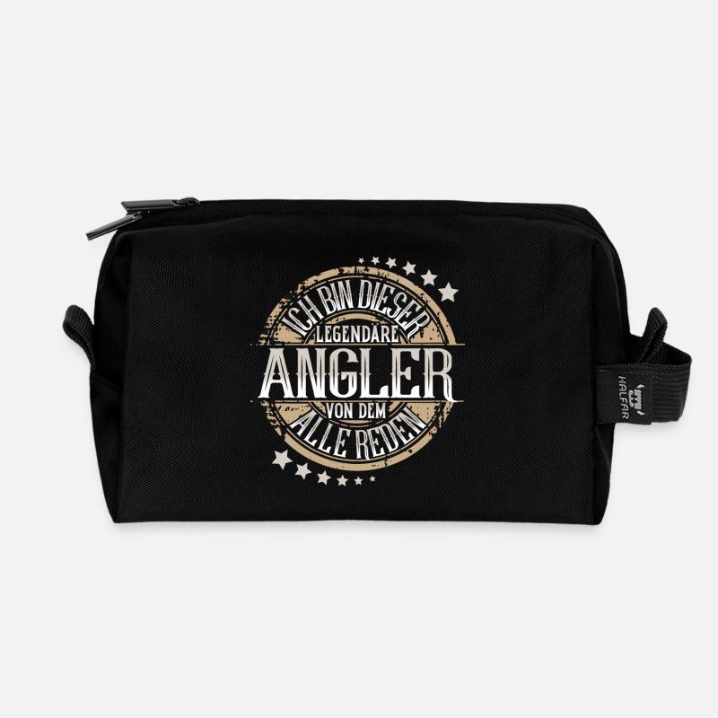Angler Angeln - Recycelte Kulturtasche - Schwarz