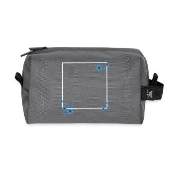 Square Flowers Blue - Recycled Toiletry Zip Bag - anthracite - Front
