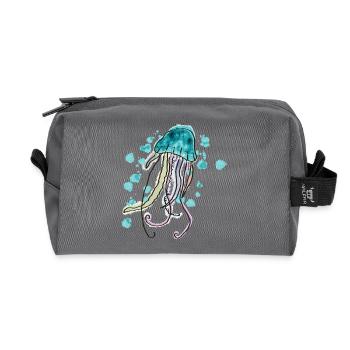 Aquarell-Jellyfish Design für Meeresliebhaber - Recycelte Kulturtasche - Anthrazit - Vorne