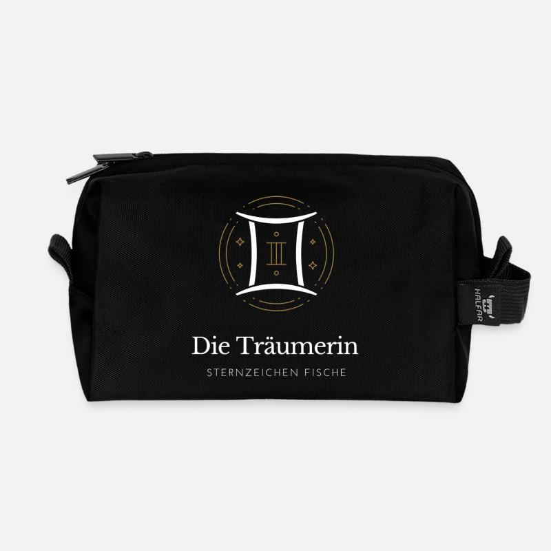 Pisces Träumerin Sternzeichen Muster - Recycelte Kulturtasche - Schwarz