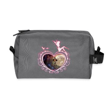 Mignonne petite sorcière volant avec un balai - Trousse de toilette en tissu recyclé - anthracite - Devant