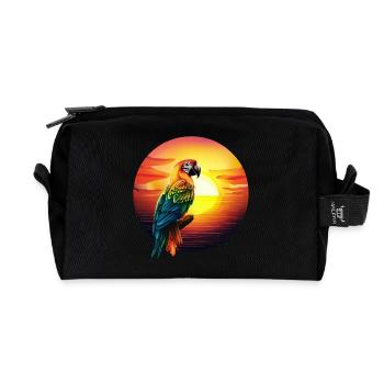Parrot at sunset - Recycled Toiletry Zip Bag - black - Front