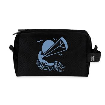 Kitesurfer in Aktion Silhouette - Recycelte Kulturtasche - Schwarz - Vorne