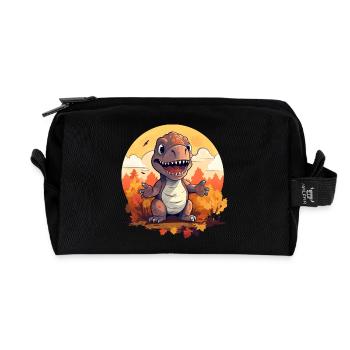 Autumn Trex: Foliage, Leaves and Sunset - Recycled Toiletry Zip Bag - black - Front