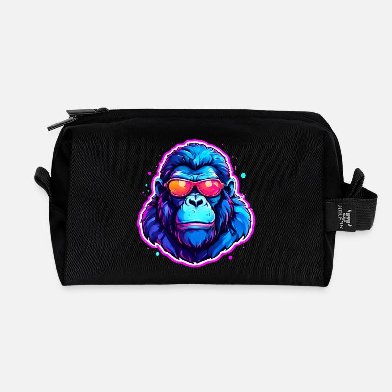 A cool gorilla with sunglasses - Recycled Toiletry Zip Bag - black