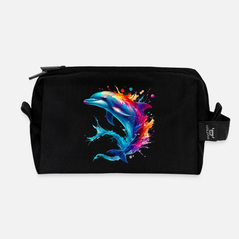 Delfin - Recycelte Kulturtasche - Schwarz