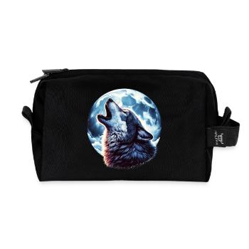 Wolf heult den Vollmond an - Recycelte Kulturtasche - Schwarz - Vorne